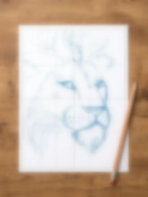 Bonus #2: a blurred preview of a printable lion outline and transfer template
