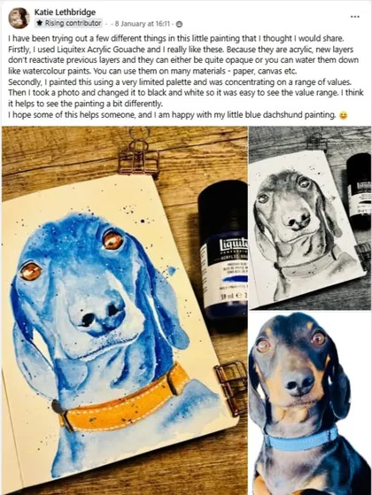 Student rainbow watercolor dog portrait