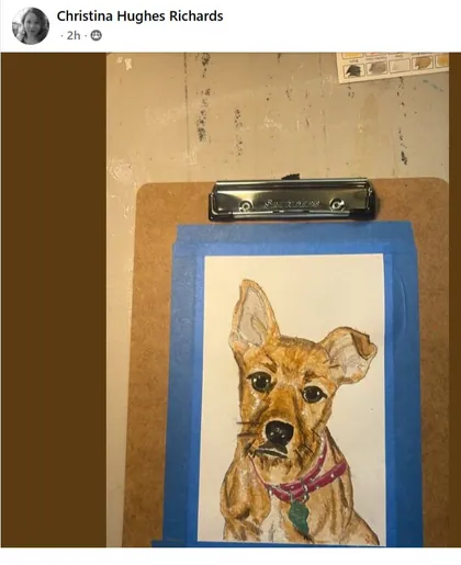 Student realistic watercolor dog portrait