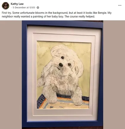 Student realistic watercolor dog portrait