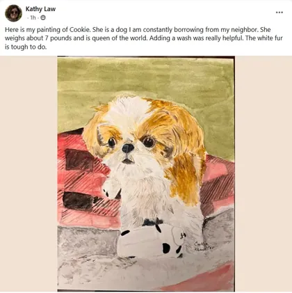 Student realistic watercolor dog portrait