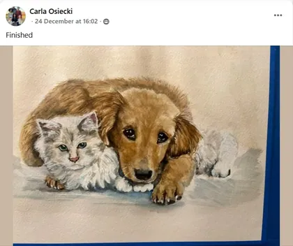 Student realistic watercolor dog portrait