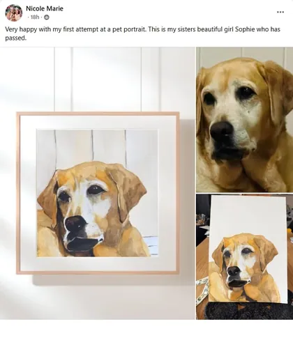 Student realistic watercolor dog portrait