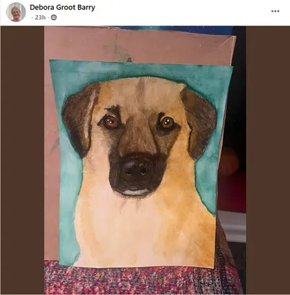 Student realistic watercolor dog portrait