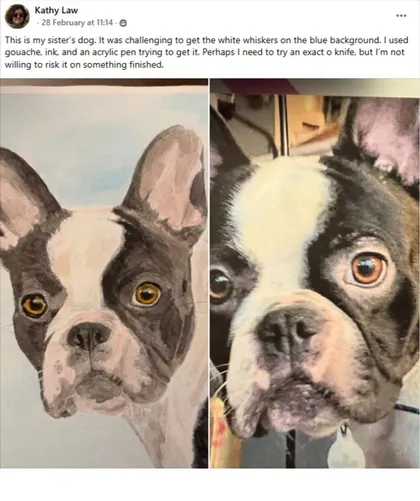 Student realistic watercolor dog portrait